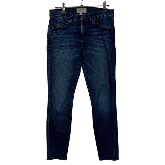Current Elliot Jeans Wallace Released Frayed Hem Skinny Low Rise Dark Size 26 - Picture 2 of 7